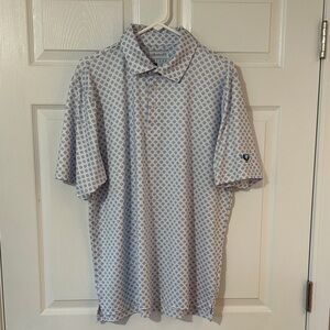 👕 Men's Blue Geometric Golf Polo Shirt